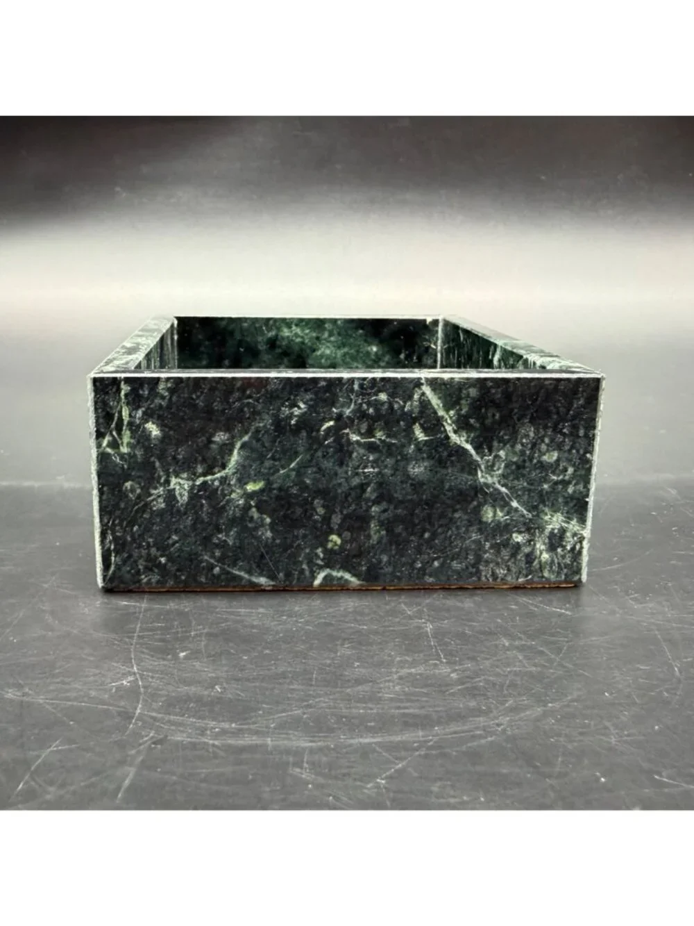 Green Marble Tray Dish Vanity Home Decor 1990s Vintage Retro Jewelry Storage Box